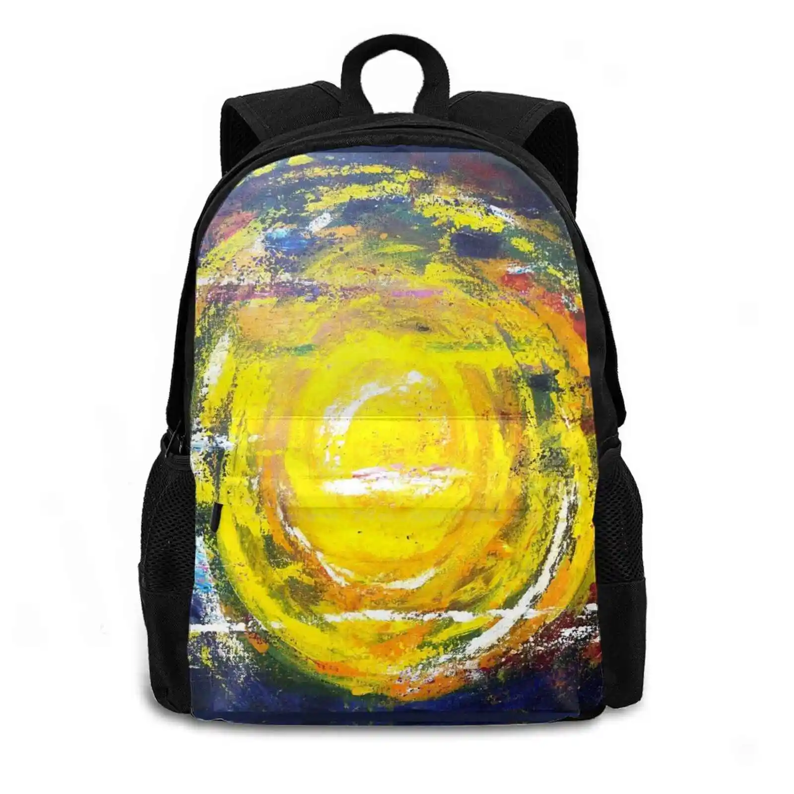 S Light Bag Backpack For Men Women Girls Teenage Black Abstract Light Hope Blue Yellow Mythological