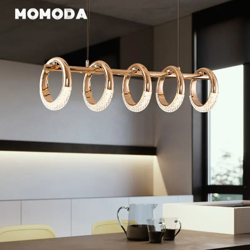 

Luxury LED Chandeliers Lighting Modern Circle Zinc Alloy Acrylic Ring Pendant Lights Bedroom Dining Room Living Room Lamp Lustre