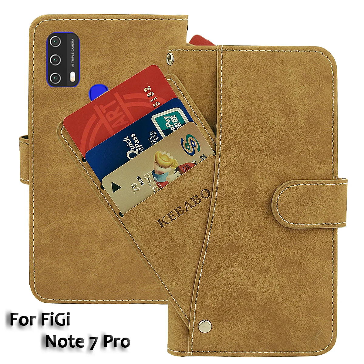 Vintage Leather Wallet FiGi Note 7 Pro Case 6.8