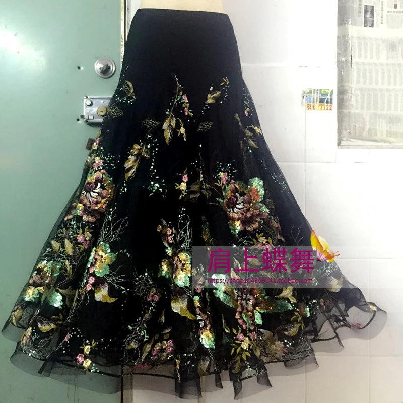 2020 new modern dance waltz big swing skirt dance performance competition skirt customized social dance practice clothes