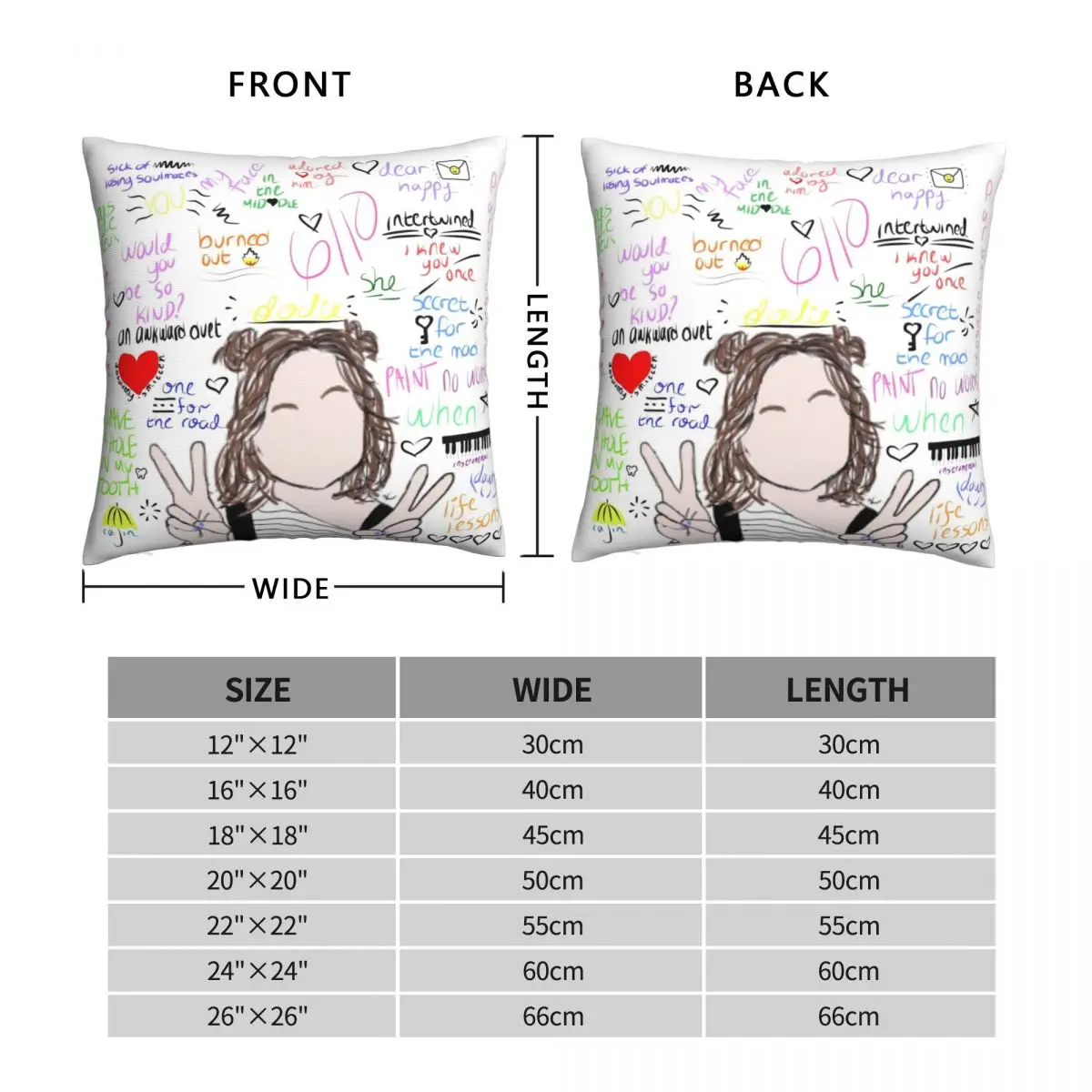 Dodie Clark Song Collage Square Pillowcase Polyester Linen Velvet Printed Zip Decorative Sofa Cushion Cover