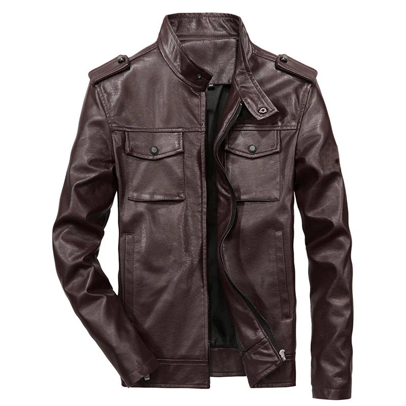 New Motorcycle Leather Jacket Men Pockets Slim Fit Bomber Jacket Casual Outwear Male Export to America PU Jackets Coats 6XL