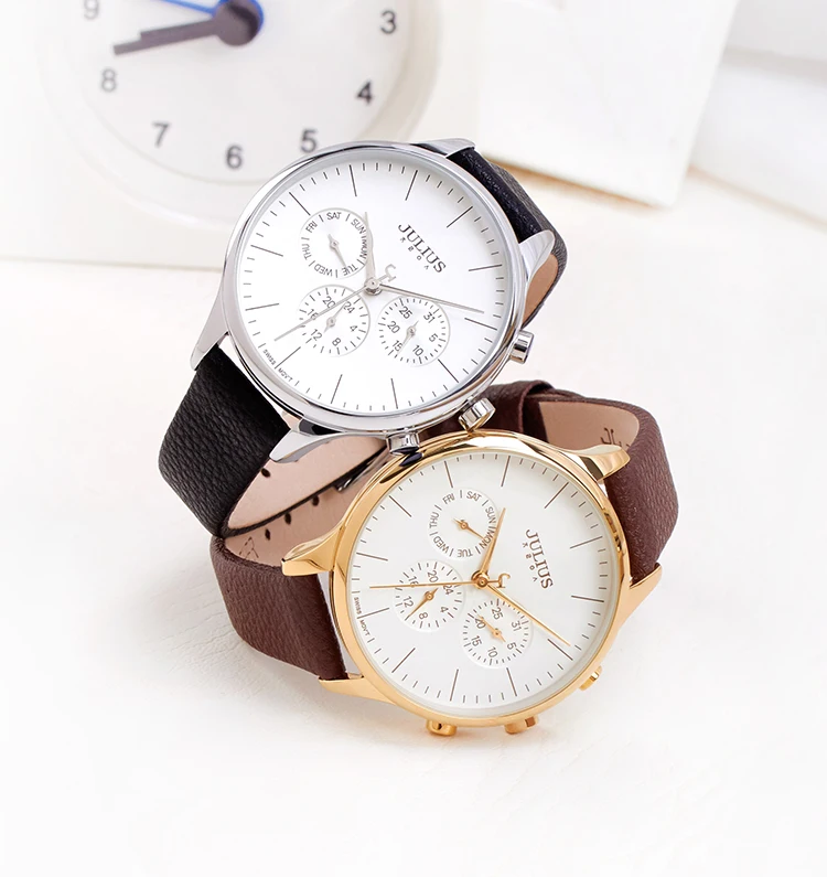 Real Functions Lady Women's Watch ISA Mov't Fine Sport Hours New Fashion Real Leather Girl's Birthday Christmas Gift Julius Box