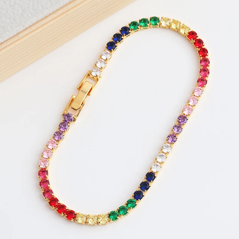 Iced Out Zircon Tennis Bracelet For Women Luxury Shiny Crystal Bracelets Hand Chain Hippie Trendy Accessories Jewelry Gifts