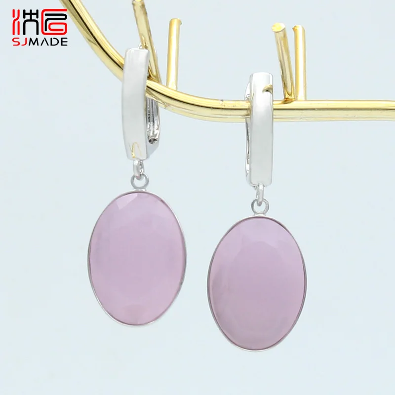 SHENJIANG New Fashion Simple Exaggerate Oval Large Crystal Dangle Earrings For Women Wedding Jewelry 585 Rose Gold Color Eardrop