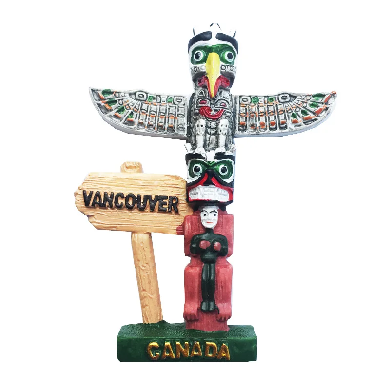 New Hand-painted Eagle Totem, Vancouver, Canada 3D Fridge Magnets Tourism Souvenirs Refrigerator Magnetic Stickers Gift