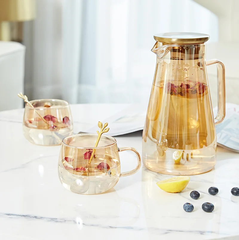 Light Luxury Cold Kettle Glass High Temperature Resistant Household Water Cup Set Home Living Room Tea Table Tea Set Decorations