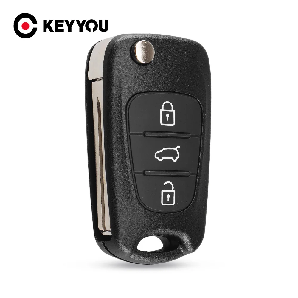 KEYYOU Car Key Shell Replacement 3 Buttons Flip Remote Key Case Blank Cover Kia Rio 3 Picanto Ceed Cerato Sportage K2 K3 K5