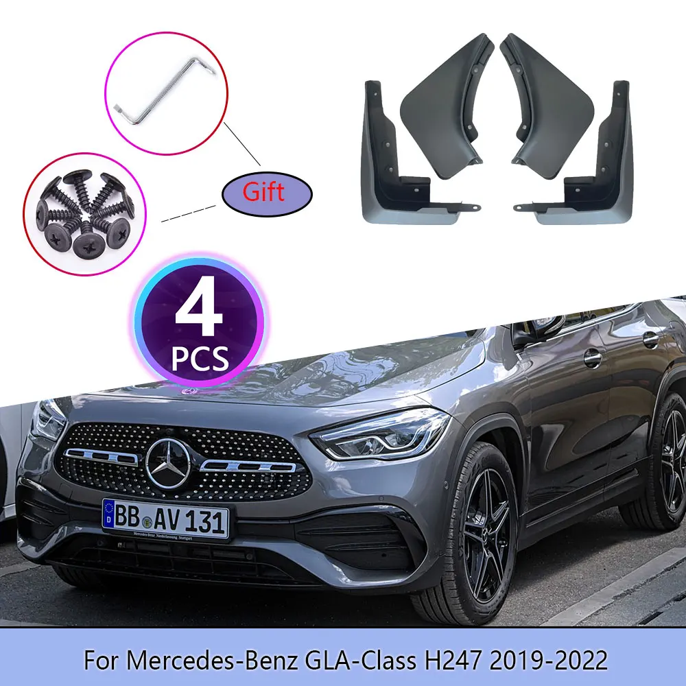 

4PCS Car Mudguards For Mercedes-Benz GLA-Class H247 2019~2022 Screw Cladding Splash Durable Flaps Mudflap Wheel Accessories