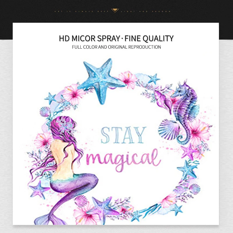 Starfish Hippocampus Mermaid Poster Cartoon Nordic Poster and Print White Purple Canvas Painting Picture Wall Art Home Decor view 4