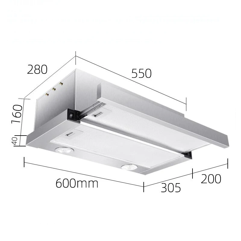 Vali Kéo Phạm Vi Hood Hút Bếp Thoát Khí Hood Nhỏ Hai Động Cơ Nhà Cực Chất Thép Không Gỉ Châu Âu phong Cách Phạm Vi Hood
