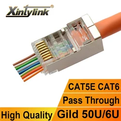 Xintylink-cat6 sftp ftp stpコネクタ,イーサネットケーブル,cat5e cat5 rg rj45コネクタ,金属シールドジャック,lan 50u/6u