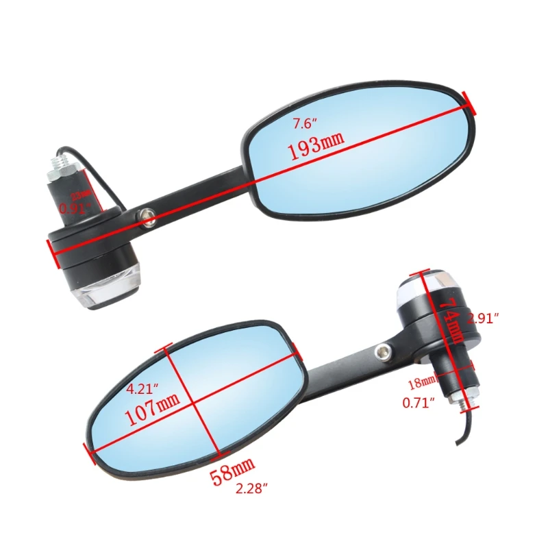 1pair 22mm 7/8\" Universal Motorcycle Handlebar Bar End Mirrors Turn signals - Image 2
