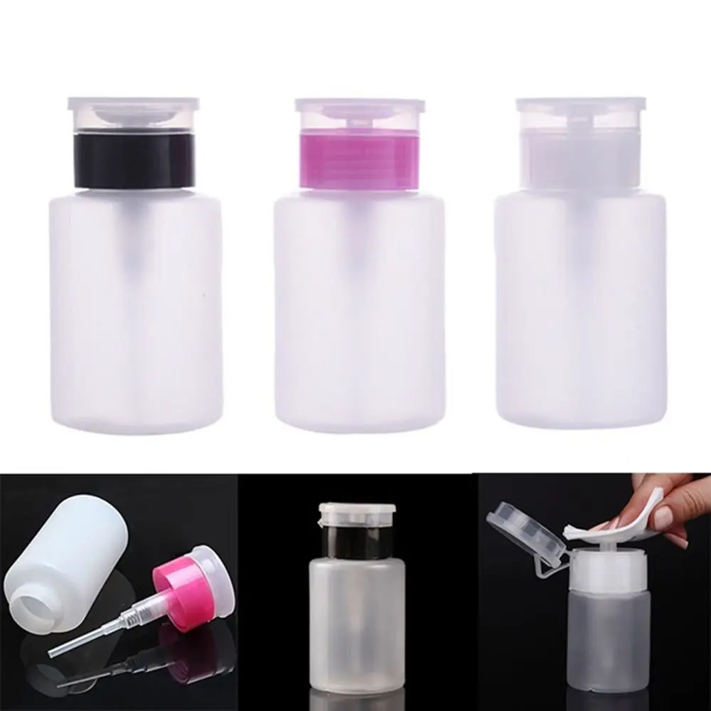 Woman UV Gel Cleaner Manicure Nail Polish Remover Pump Dispenser Container Clean Acetone Empty Bottle