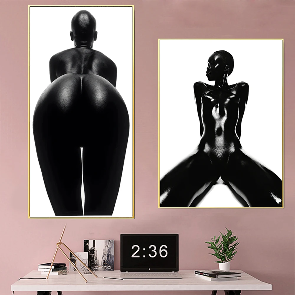 

Modern fashion hot sale living room home decoration wall poster before and after black women painting on canvas