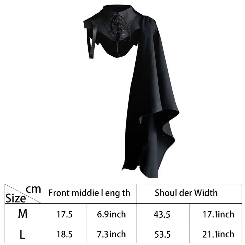 Medieval Armor Black Cloak Single Shoulder Retro Cape Gothic Punk Lace Up Renaissance Costume Crusader Gear For Adult