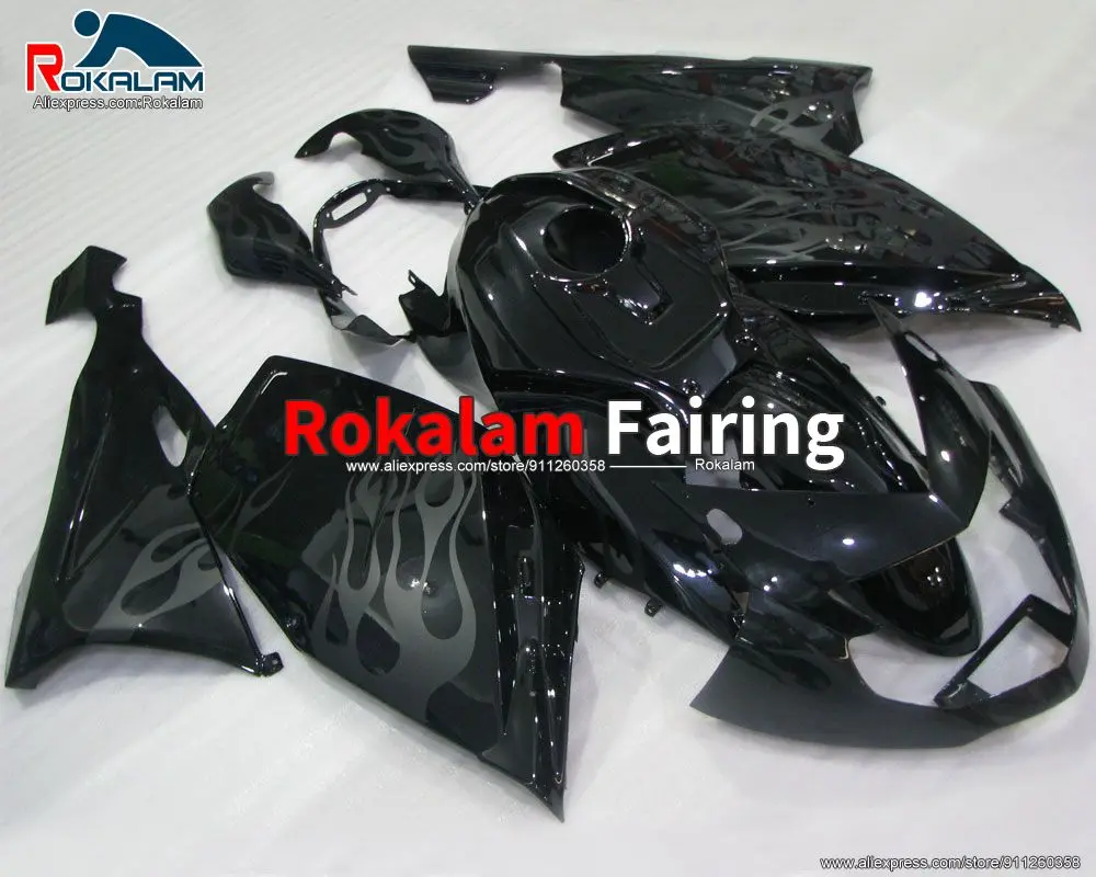 

Motorbike Cowling For BMW K1200S 2005 2006 2007 2008 K 1200S K1200 S 05-06-07-08 Years Motorcycle Black Flame Fairing Kit