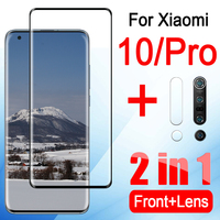 For xiaomi mi 10 pro glass screen protector mi10 10pro protective tempered glas xiaome mi10pro 5g with camera lens film 3d 2in1