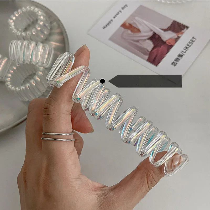 The New Trendy White Transparent Phone Cord Hair ring Elastic hair band Woman Ponytail Hair scrunchies Hair accessories