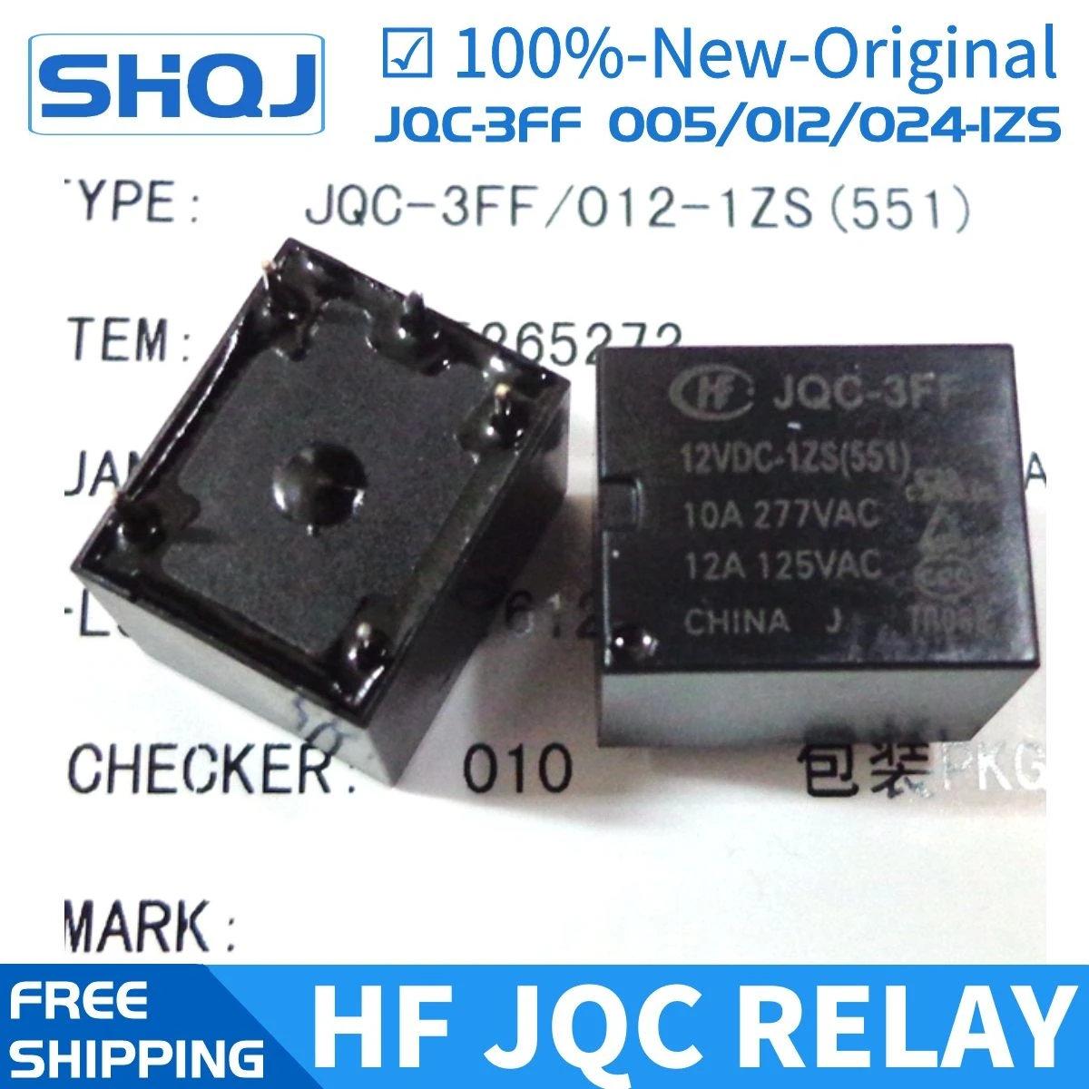 

10PCS HF RELAY JQC-3FF 05VDC-1ZS 12VDC-1ZS 24VDC-1ZS (551) 5v 12v 24v T73 10A 100%-new-original