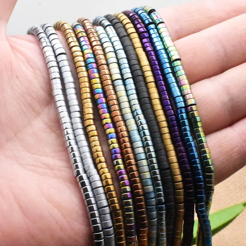 4*2/6*2MM Natural Stone Disc Shape Colour Black Hematite Beads Flat Round Loose Spacer Beads For Jewelry Making DIY Bracelet image 3