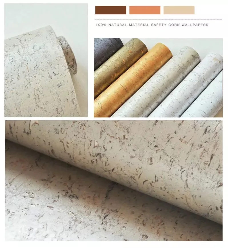 MYWIDN Natural Cork Wallpaper Roll Size 0.91*5.5m White Wallcovering Modern Home Decor Wall Coating