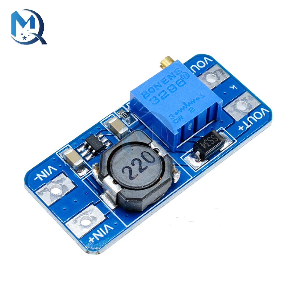 MT3608 2A DC-DC Adjustable Boost Module Step Up Converter Booster Power Supply Board for Arduino 2V-24V to 5V 9V 12V 28V