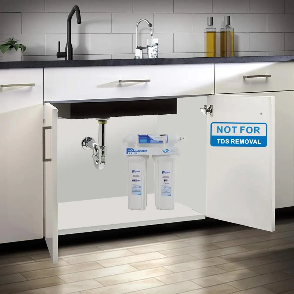 High Quality! 3-Stage Drinking Water Filtration System Under-Sink Water Soft Resin Purifier for scale, hardness water