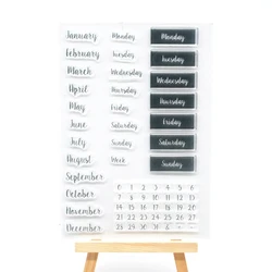 Months Weeks Calendar Number New Year Clear Stamp  Rubber Clear Stamp for Card Making Decoration and Scrampbooking