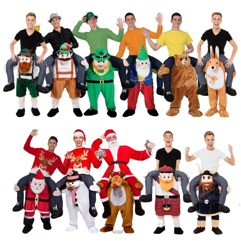 Adult Child Novelty Ride on Me Mascot Costumes Carry Back Fun Pants Christmas Halloween Party Cosplay Clothes Horse Riding Toys