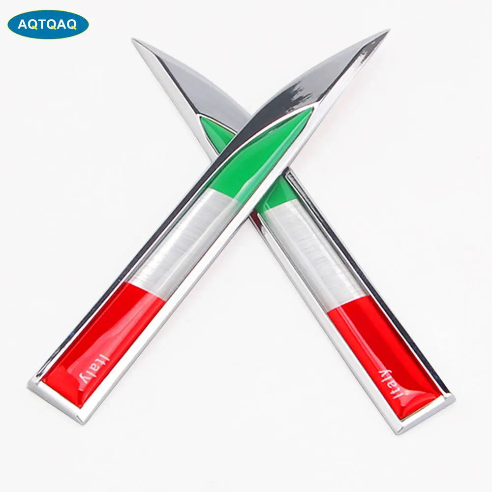 1Pair 3D Metal Car Decoration Metal Adhesive Italy Flag Truck Car Badge Emblem Sticker for Car Motorcycle Sticker