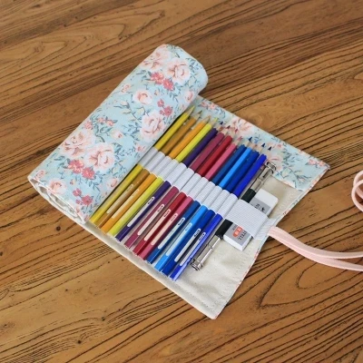 Plain Jane handmade Cloth Pen curtain Pencil bags for color pencils 36 holes free shipping