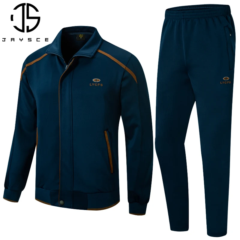 Conjunto de 2 piezas para hombre, ropa deportiva de fútbol, chaqueta de chándal, traje de entrenamiento de fútbol, Top de manga larga con cremallera