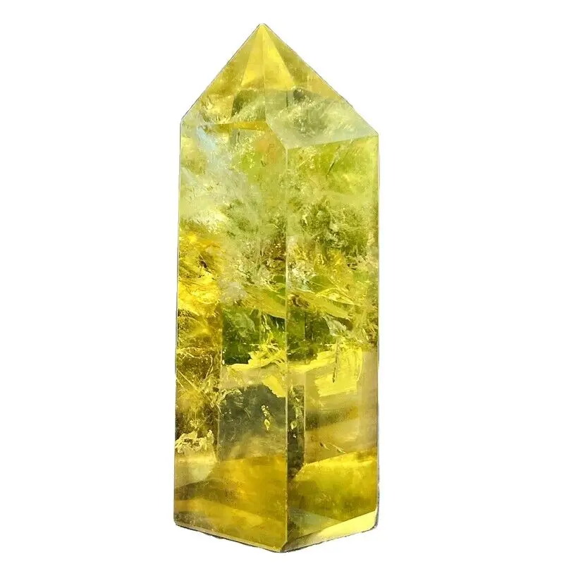 Natural Beautiful Yellow Crystal Obelisk Crystal Energy Column Reiki Healing