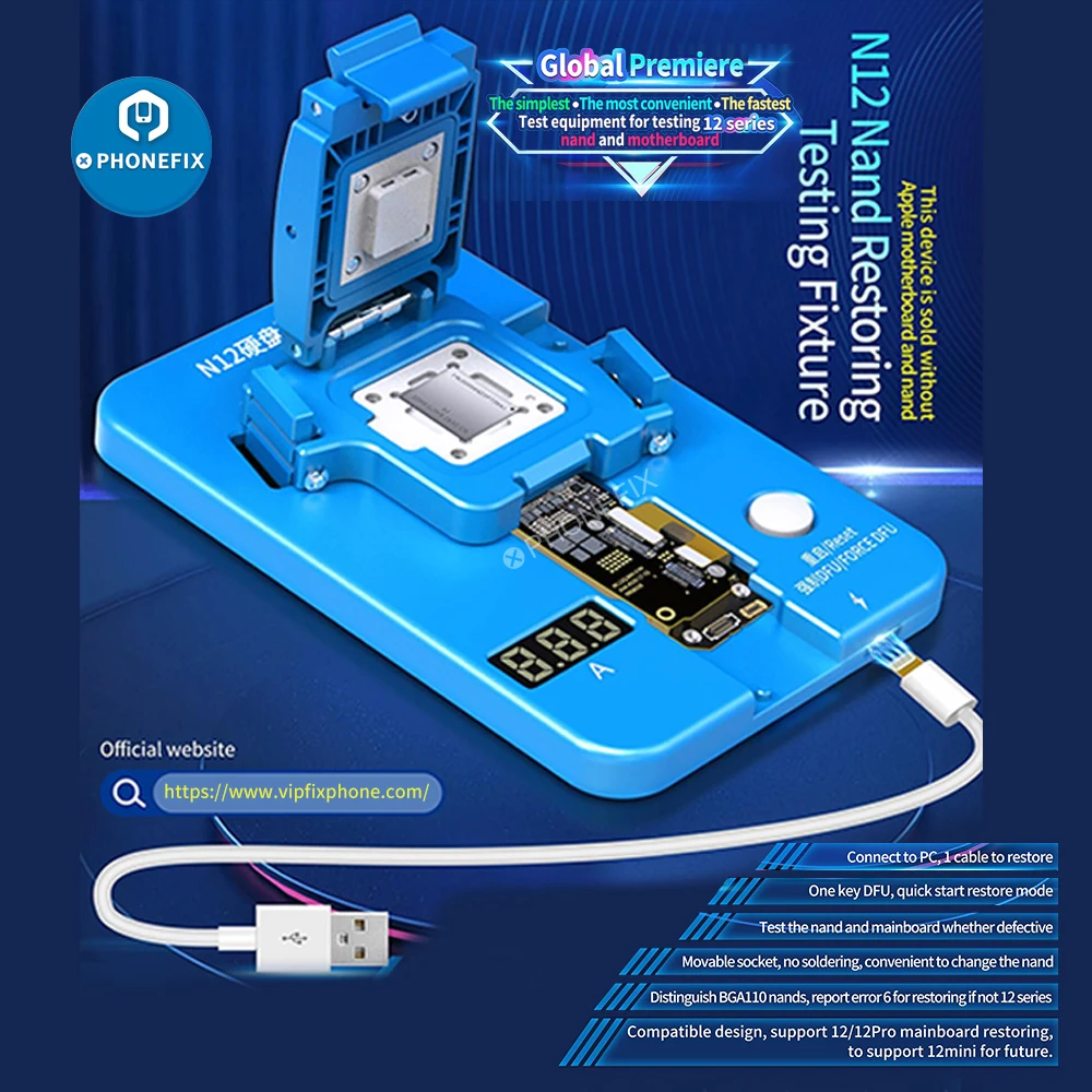 JC N12 N6-N14 Programmer NAND Restoring Testing Fixture for IPhone 6-14 Motherboard Repair Hard Disk Flashing One-key Into DFU