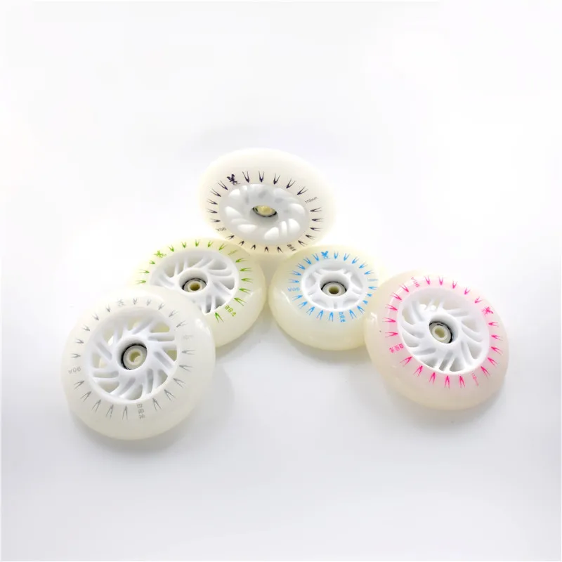 6 110mm LED Flash Wheel for Inline Speed Skating Wheel 90A 4 LED Beads Ball Magnet Cores Shine White Light Color for CITYRUN PS
