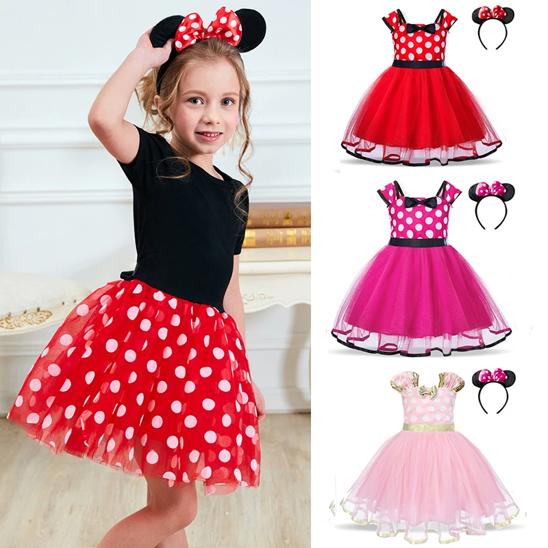 Christmas Dress Girls Clothes Polka Dot Birthday Party Kids Dresses for Girls Halloween Carnival Easter Princess Costume