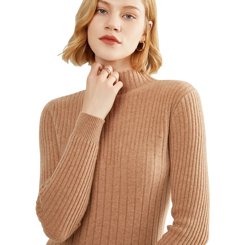 

Women Half High Collar Sweaters Autumn Winter Korean Slim Pullover Women Basic Tops Casual Soft Knit Sweater Soft Warm Jumper