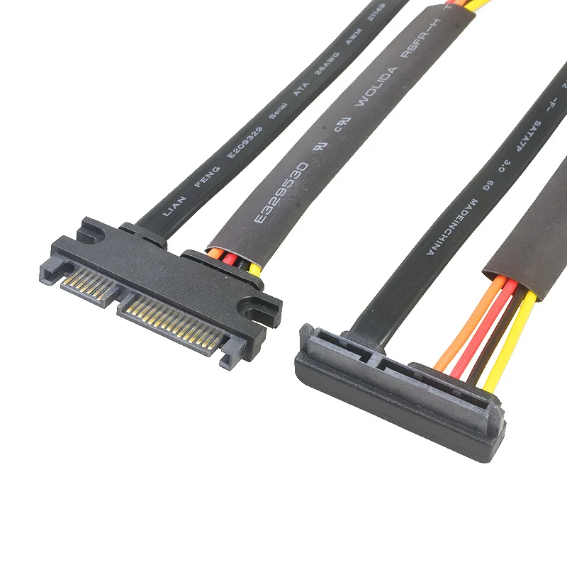 15cm SATA 22 Pin męski na żeński 90 stopni Sata przedłużacz kabla SATA 6 Gb/s 22 Pin męski na żeński 7 + 15 Pin SATA Data HDD moc