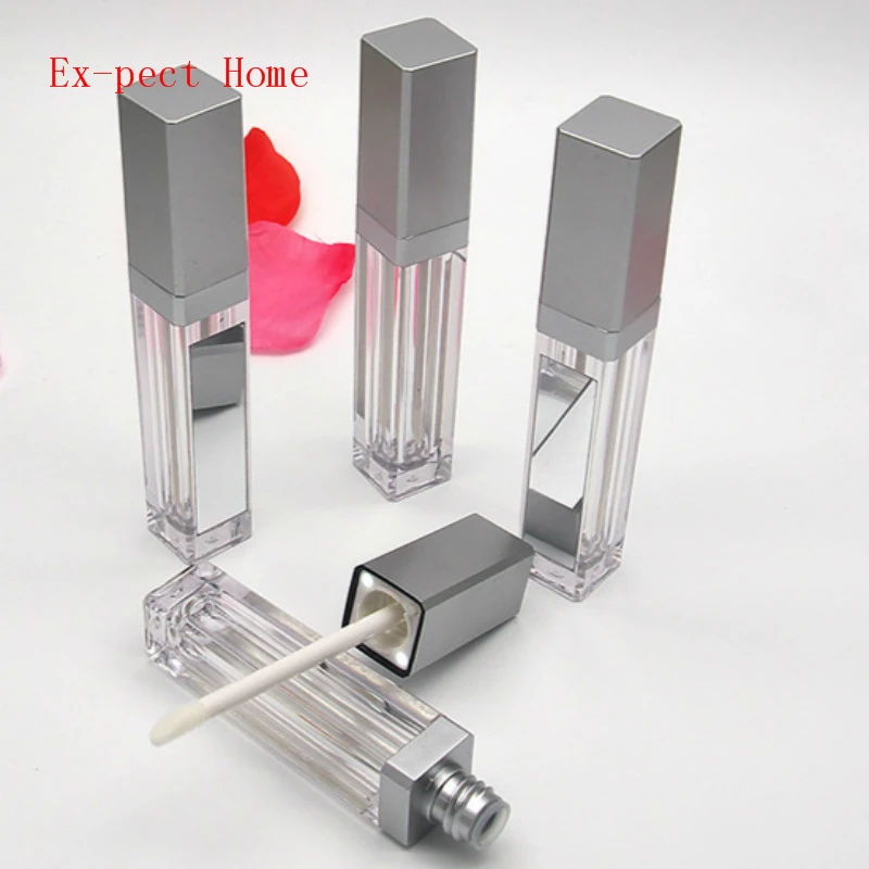 

Led Light Mirror Lip Gloss Tubes Square Clear Lip Gloss Bottles Lipgloss Refillable Bottles Containers Makeup Packaging 50pcs