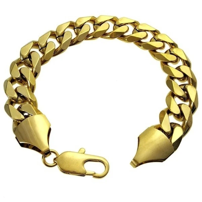 Yellow Gold  Color Noble Mens Bracelet Chain Gift Jewelry b163