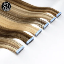 Tape In Remy Human Hair Adhesive Extensions 20-22 Inch Real Remy Tape on Human Hair Platinum Blonde 2g/pc 40g Fairy Remy Hair