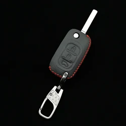 Car Flip keys Leather Cases Fob Cover For Lada Sedan Largus Kalina Granta Vesta X-Ray XRay Folding Keychain Key Ring