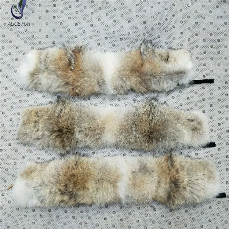 Natural Color Real Coyote Fur Collar Trimming Fur Hood trim Strips For Jacket Coat