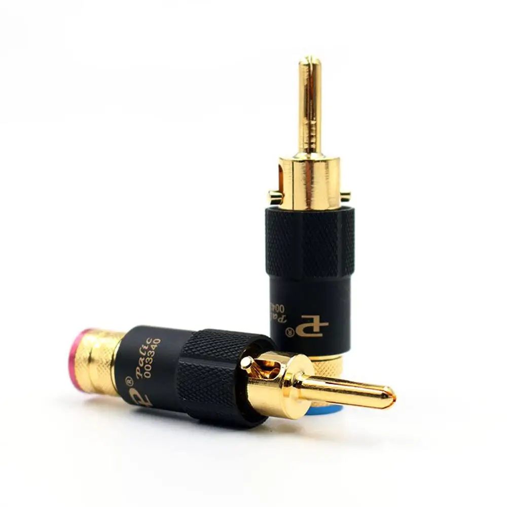 Thouliess 4pcs 24K gold Plated/Rhodium Plated Audio Banana Speaker Plug Screw Lock 10mm Cable Wire Connector