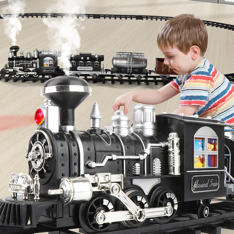 New Children RC Train Railway Toys Simulation Of Electric Track Programming Classical Steam Christmas Train Children Toys HC0146