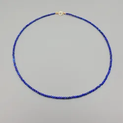 Lii Ji Women Necklace Healing Stone Lapis Lazuli Approx 2mm 14k Gold Filled No Fade Choker Tiny Shining Necklace