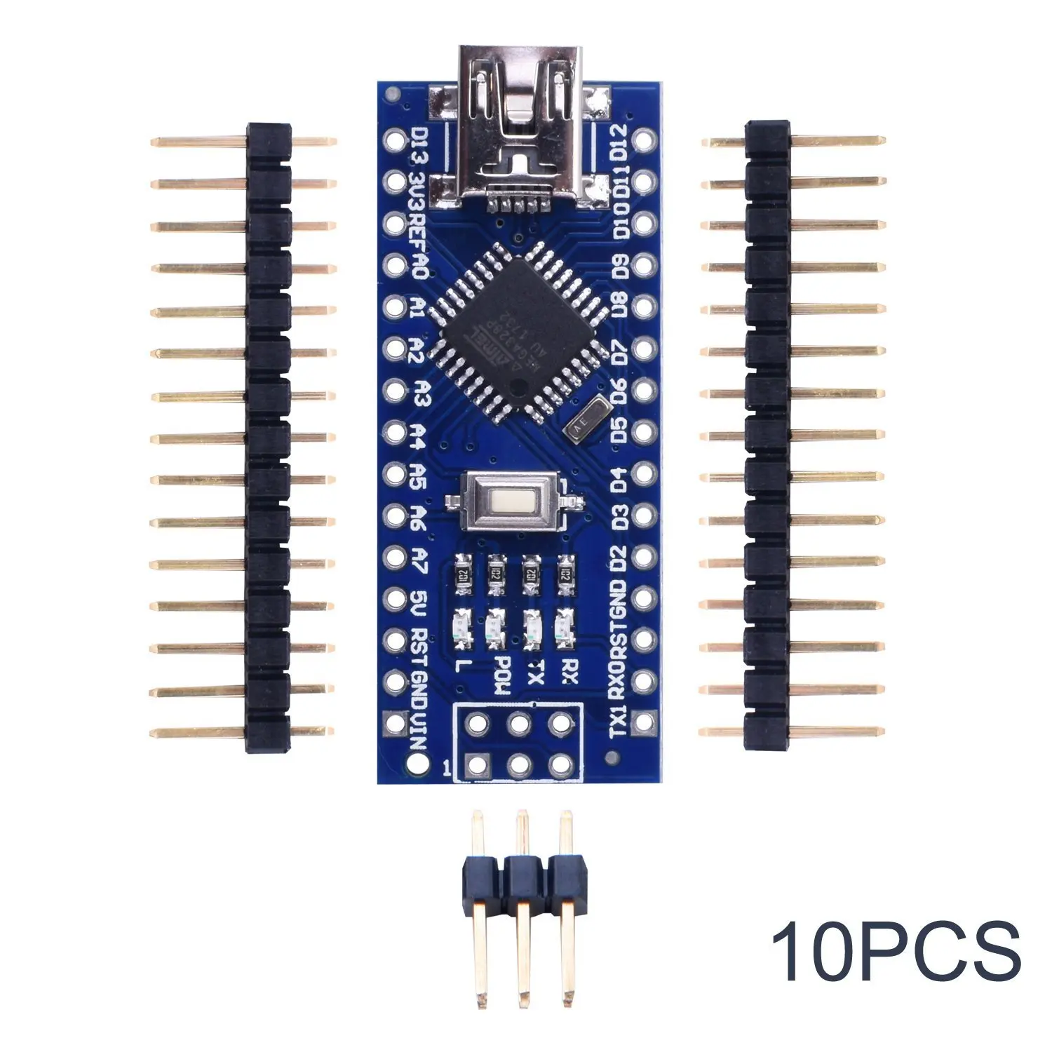 Mini Nano V3.0 Atmega328p 5v 16m Módulo de placa de controlador para Arduino, 10 piezas