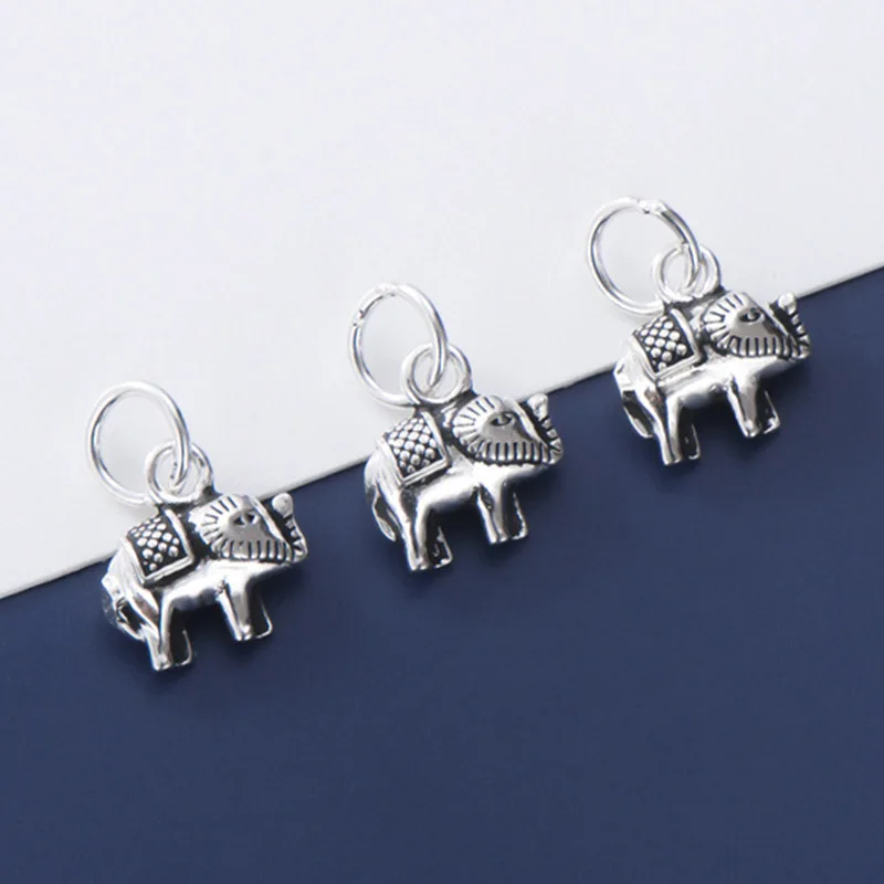 925 Sterling Silver Vintage Elephant Small Pendants Fit Bracelets Earrings Entire S925 Silver Circle Charms DIY Jewelry Findings