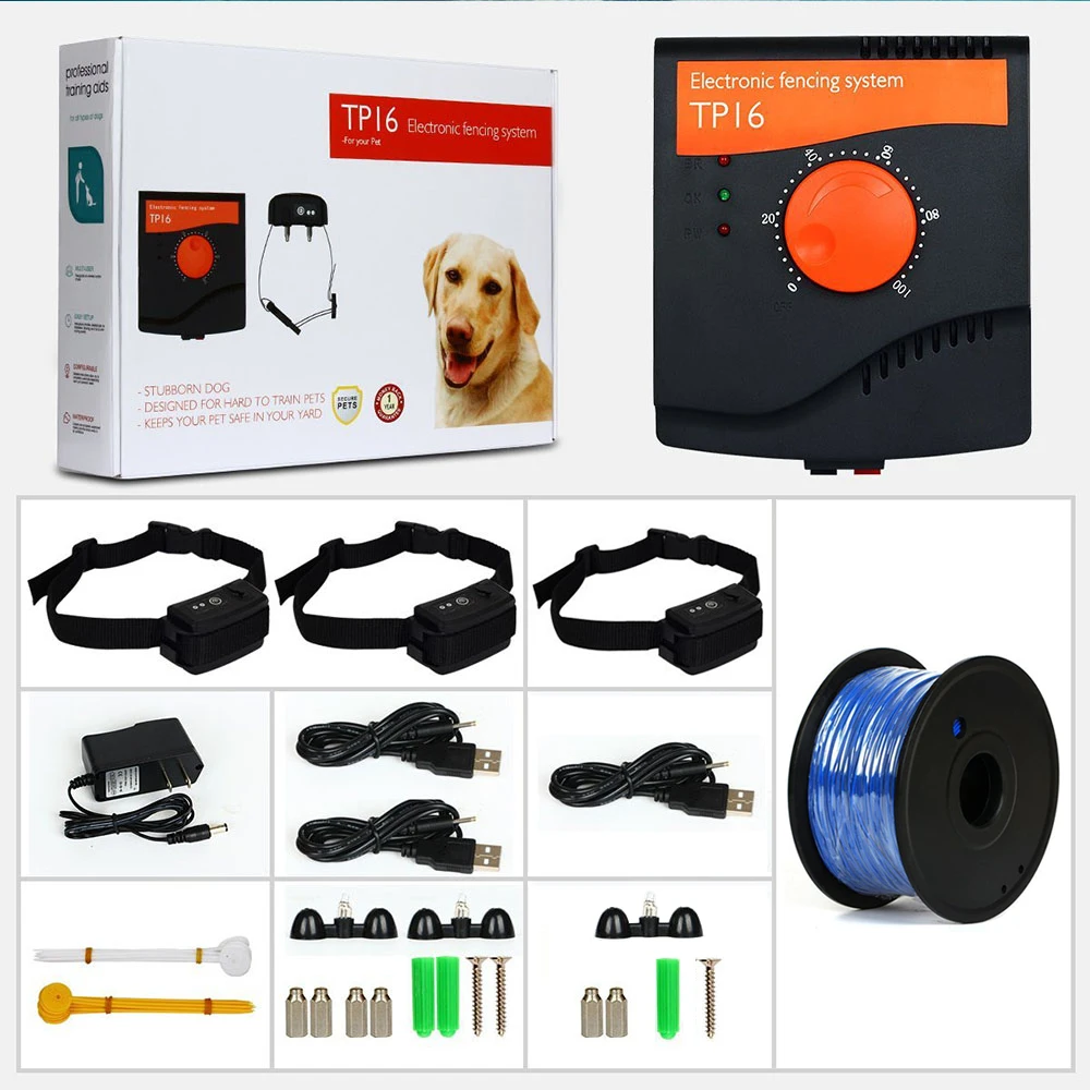 Pet Dog Electric Fence TP16 5625 Square Meters Waterproof Rechargeable Dog Training Electric shock Dogs Collar Dog accessories